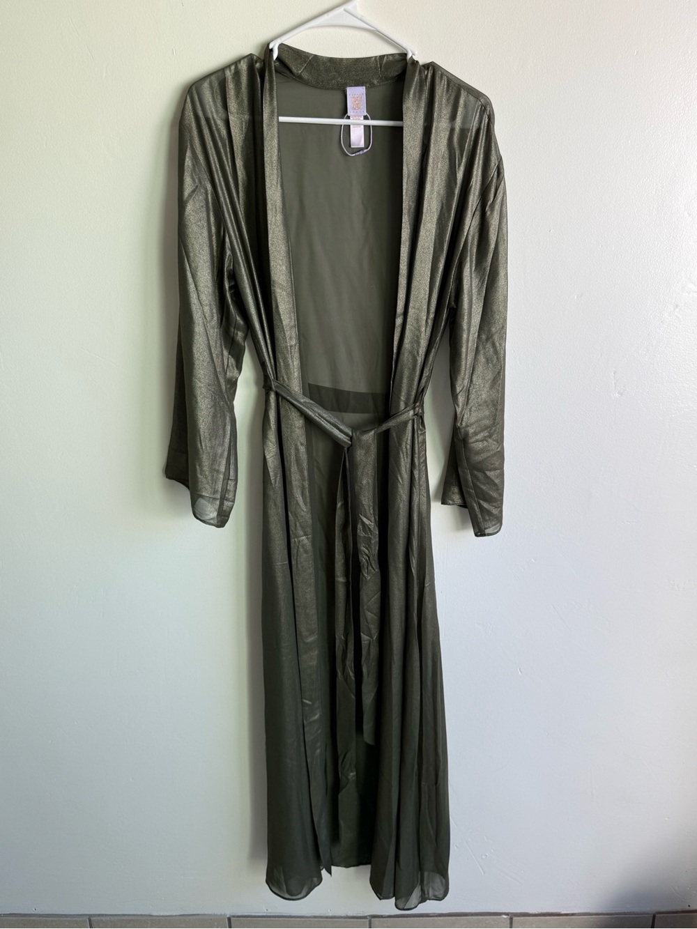 NWOT Savage X Fenty Shimmery Green Long Sheer Robe size XS/S
